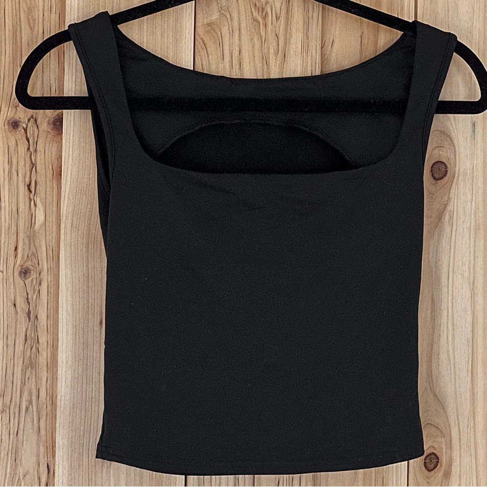 Black Square Neck Tank Top - Women